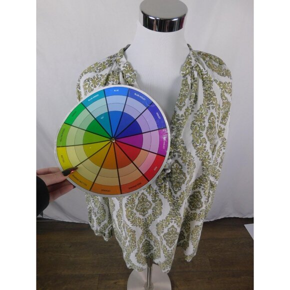 Belle by Kim Gravel Large Green Boho V Neck Tunic Print - Picture 9 of 12